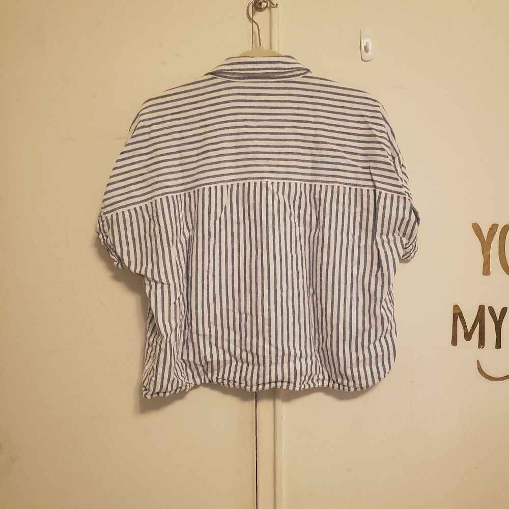Beachlunchlounge Stripe linen cotton crop top tie - Picture 4 of 6